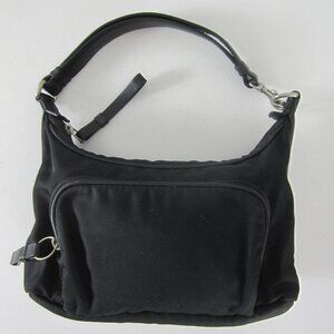 Vintage Coach Mercer Black Nylon w Leather Hobo Small Pouch Bag Purse D1K-7429